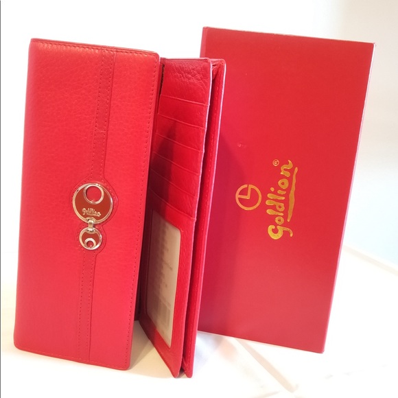 NWT Genuine Leather Red Long Wallet with Box and Dust Bag - Picture 3 of 17